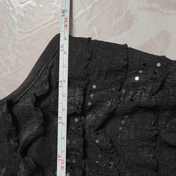 🎉HP🎉Little Black Dress Suzy with sequins and ruffled - lined stretchy form fit - Picture 10 of 12